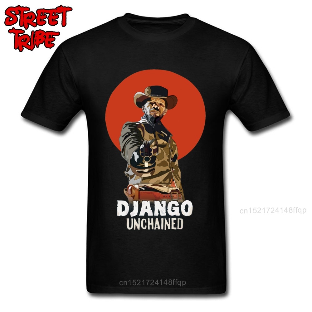 Mới nhất áo thun nam phim "Django Unchained", thiết kế hành động phương tây, màu đỏ