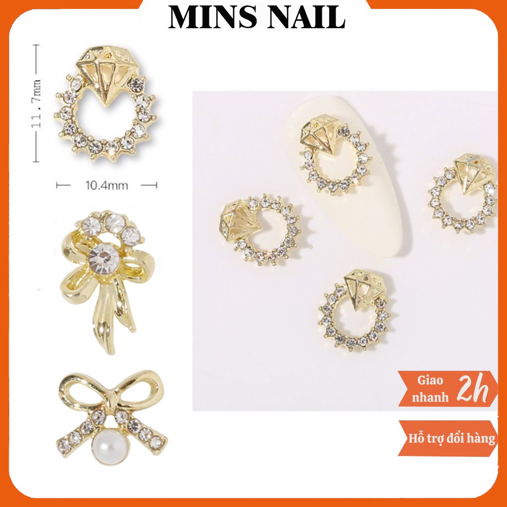 Charm nơ đá nail, Charm nail gắn móng cao cấp phụ kiện trang trí nail hottrend