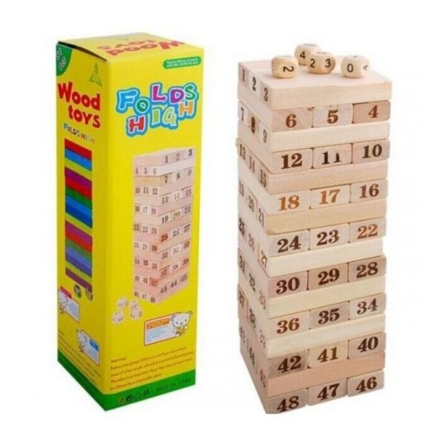 Rút gỗ số thông minh 48 thanh loại to - Domino gỗ cho bé