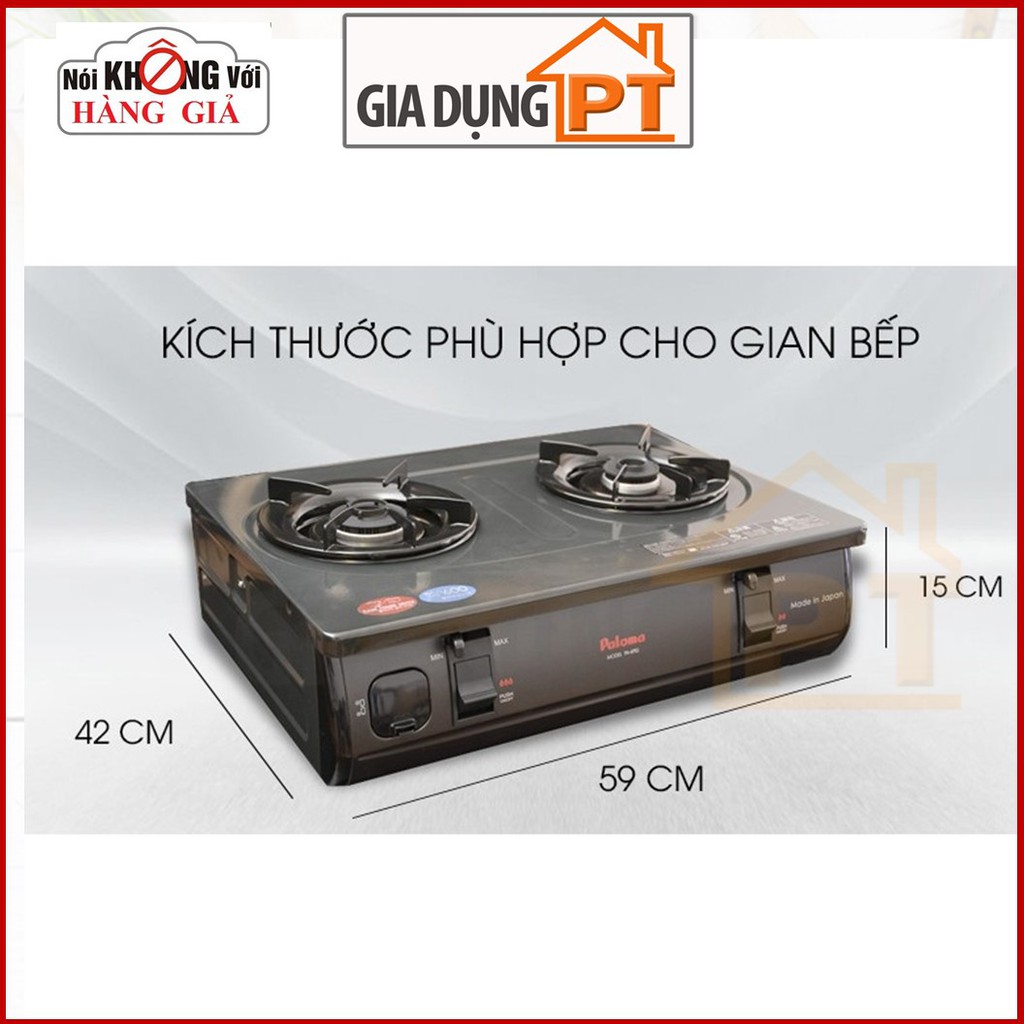 Bếp gas dương để bàn Paloma PA-6PEJ, nhập khẩu nguyên chiếc từ Nhật Bản, mặt bếp tráng men, đầu đốt ECO siêu tiết kiệm