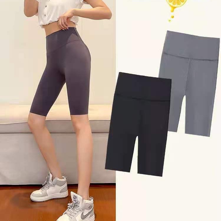 Flyblue quần short thể thao quần lửng jogger nữ legging tập gym yoga đạp xe cạp cao nâng mông vải da cá mập