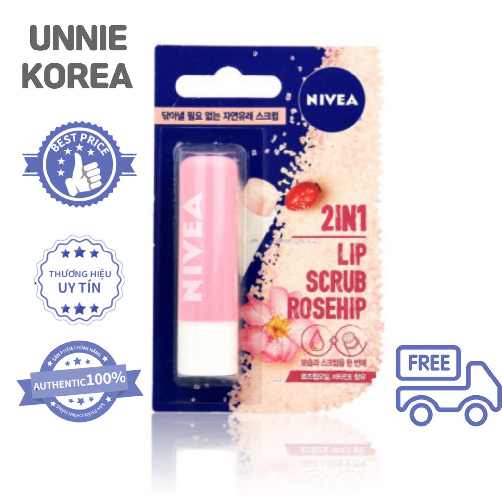 [Nivea]Dưỡng môi tẩy da chết NIVEA 2 IN 1 LIP Scrub Roselip