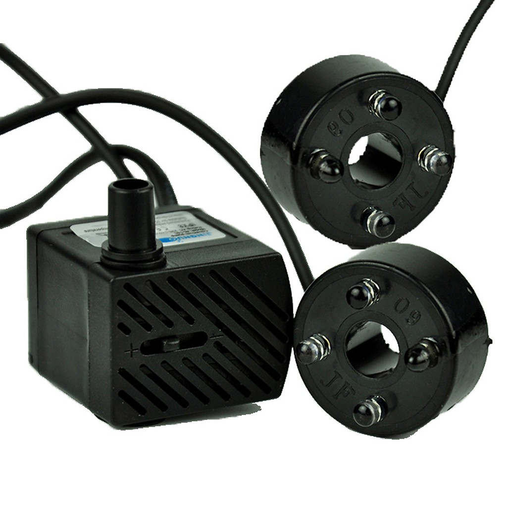 Máy bơm tiểu cảnh mini dây đồng có đèn led - máy bơm chìm - dùng cho thác nước phong thủy, bể cá
