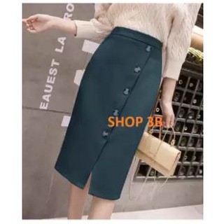 Chân Váy Xẻ Tà Phối Nút