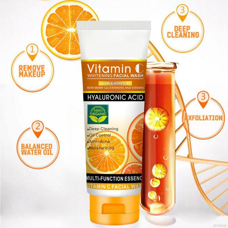 (Hàng Mới Về) Sữa Rửa Mặt Vitamin C Làm Sạch Sâu Dưỡng Ẩm Kiểm Soát Dầu Chăm Sóc Da 100g