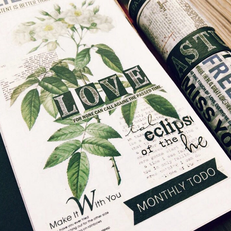 5m Băng Dính Washi Tape In Chữ Tiếng Anh Dùng Trang Trí Scrapbook