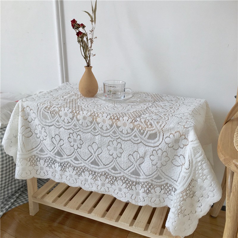 Khăn trải bàn Vintage trắng 90cm và 120cm