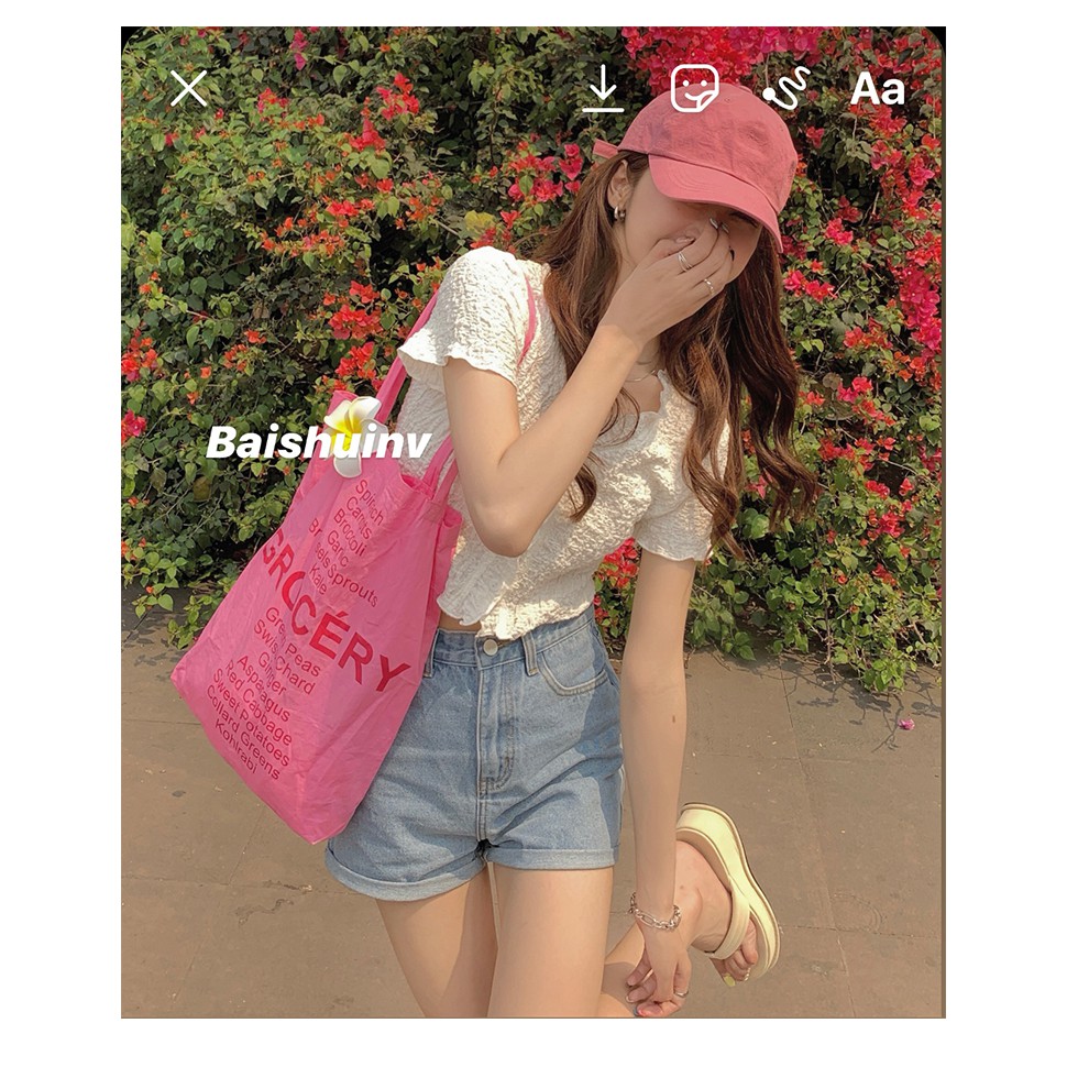 Xiaozhainv Áo croptop tay ngắn cổ V màu trơn thời trang gợi cảm cho nữ