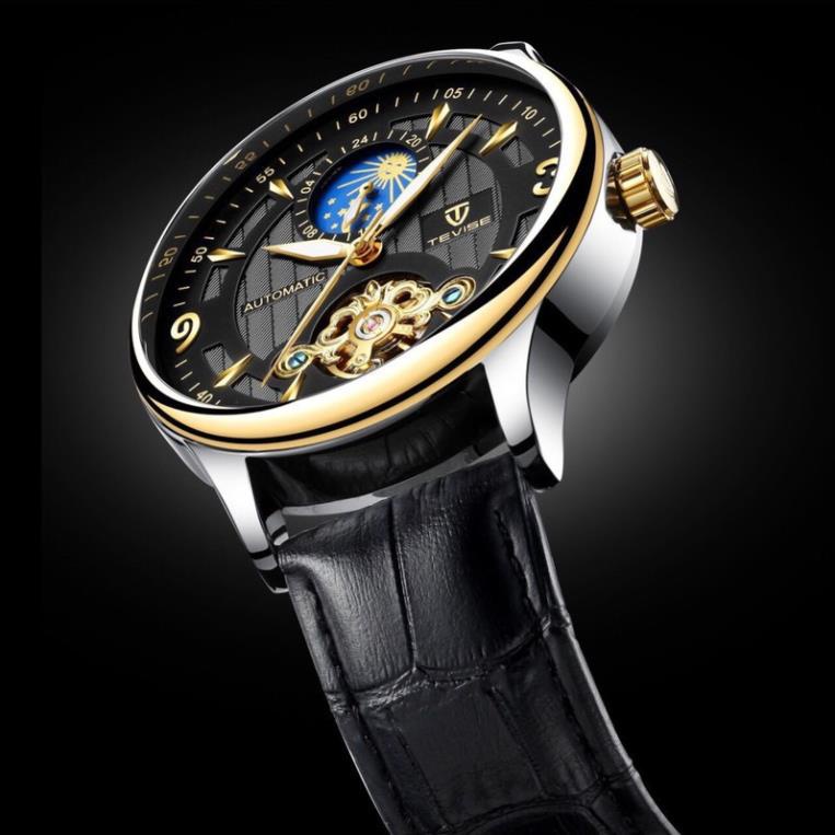 ĐỒNG HỒ NAM CƠ TEVISE T820B DÂY DA CHÍNH HÃNG MÁY TỐT