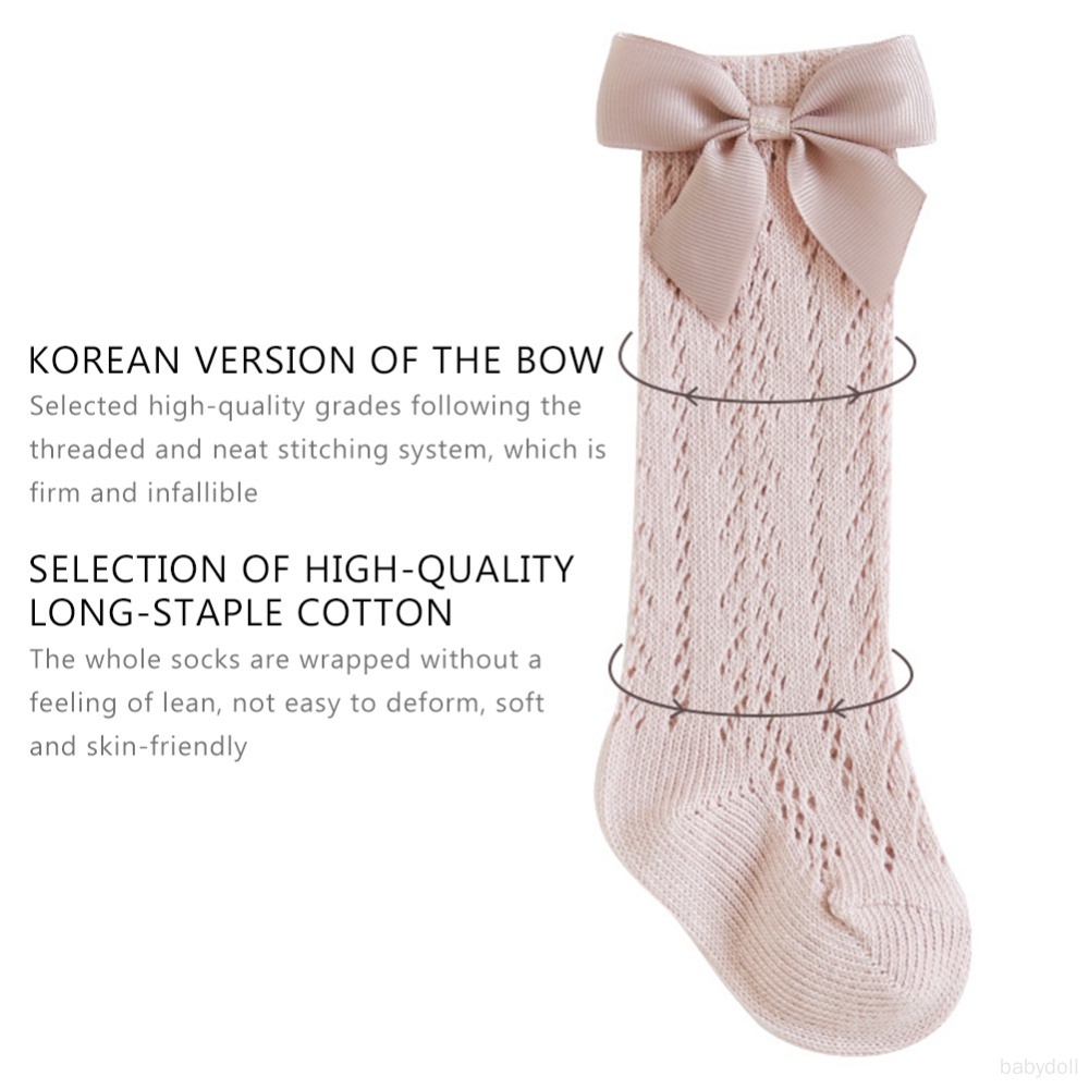 Vớ Cotton Cao Đến Đầu Gối Phối Dây Đan Thoáng Khí Thời Trang Cho Bé Gái