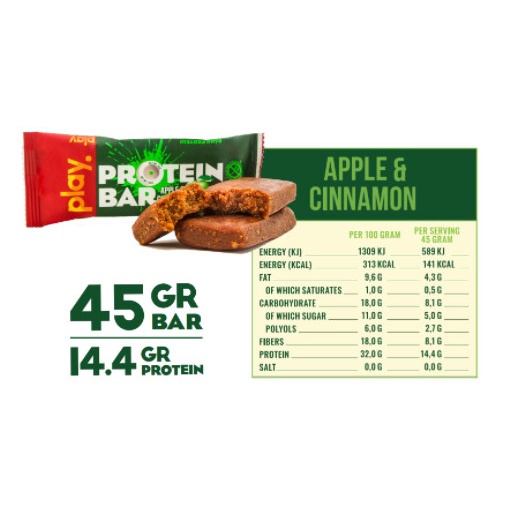 Thanh năng lượng Play Protein Bar 45gram - Vị táo quế