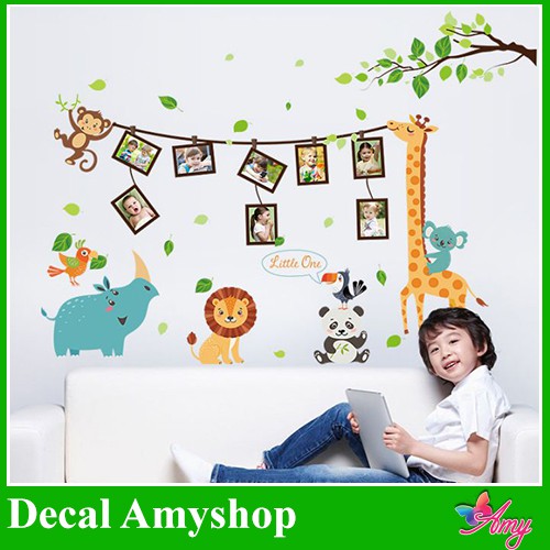 Decal dán tường Vườn thú ⚡ FREESHIP ⚡ treo ảnh - khung ảnh dán tường cho bé yêu