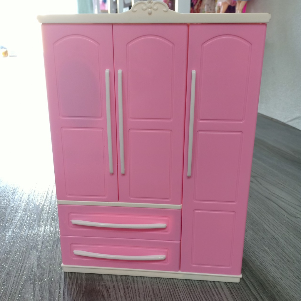 Tủ quần áo búp bê 5 ngăn size to hàng đẹp tặng kèm 10 móc áo