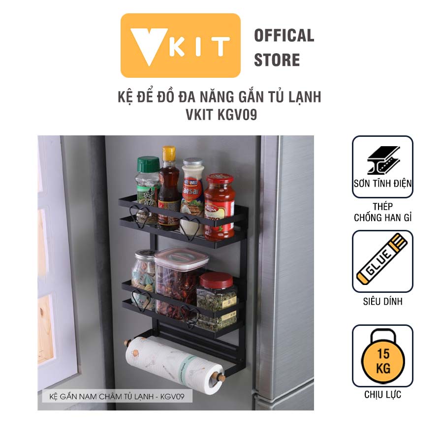 Kệ để đồ đa năng gắn tủ lạnh (Có hút nam châm hút không cần khoan) tiện lợi Vkit KGV09
