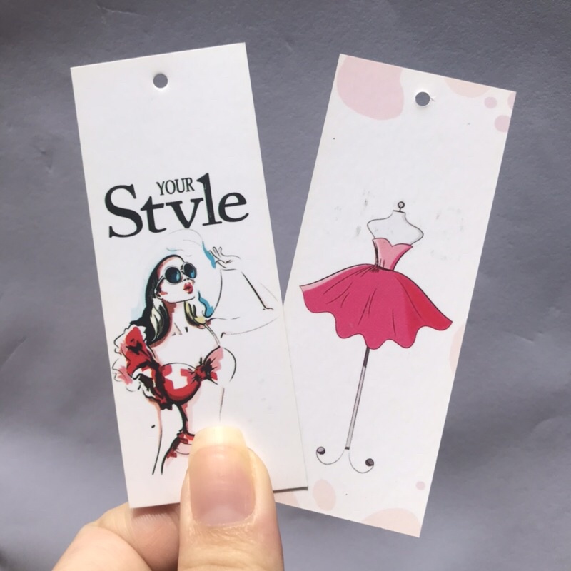 SET bộ 2 NHÃN MÁC TAG QUẦN ÁO giúp nâng cao thương hiệu cho shop  Giấy bìa cứng cán màng sang trọng-  set 100 bộ - mẫu 0