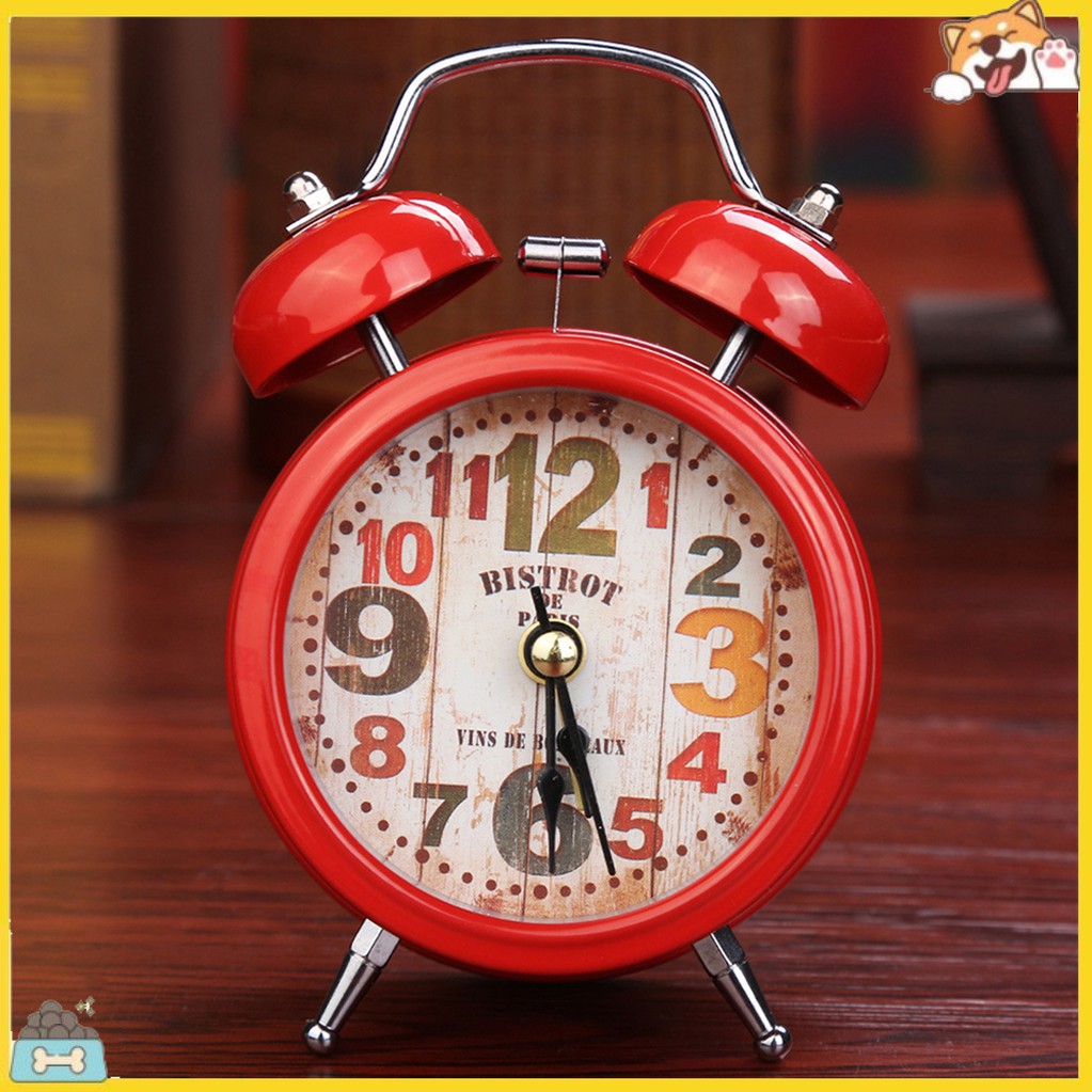 SPBS_Household Retro Alarm Clock Round Number Bell Desk Table Office Home Decor