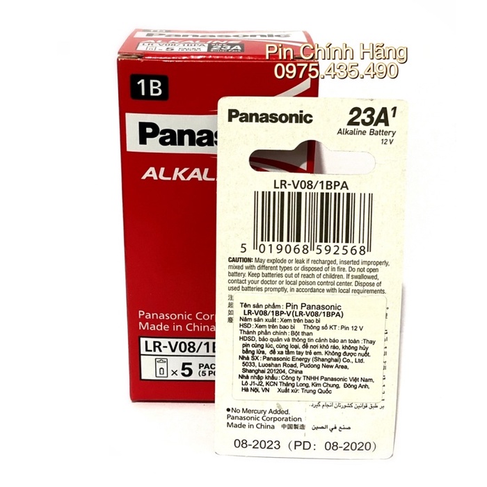 Vỉ 1 Viên Pin A23 / A27 Panasonic 12V Alkaline Hàng Chính Hãng Dùng Cho Điều Khiển Cửa Cuốn, Chuông, Quạt Trần
