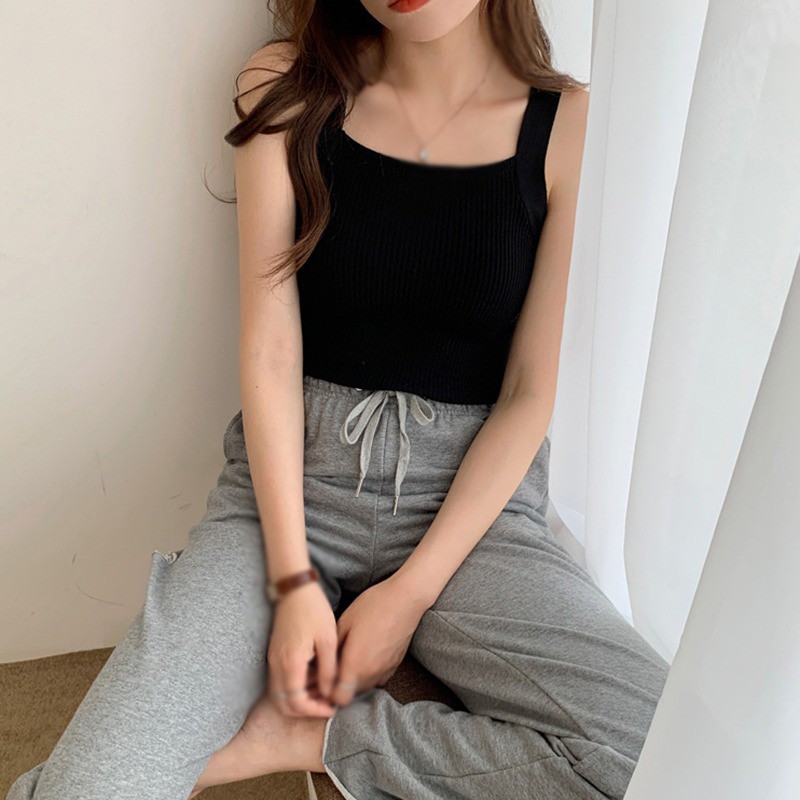 Áo Dệt Kim Hai Dây Lưng Ngắn Thời Trang Mùa Hè Cho Nữ