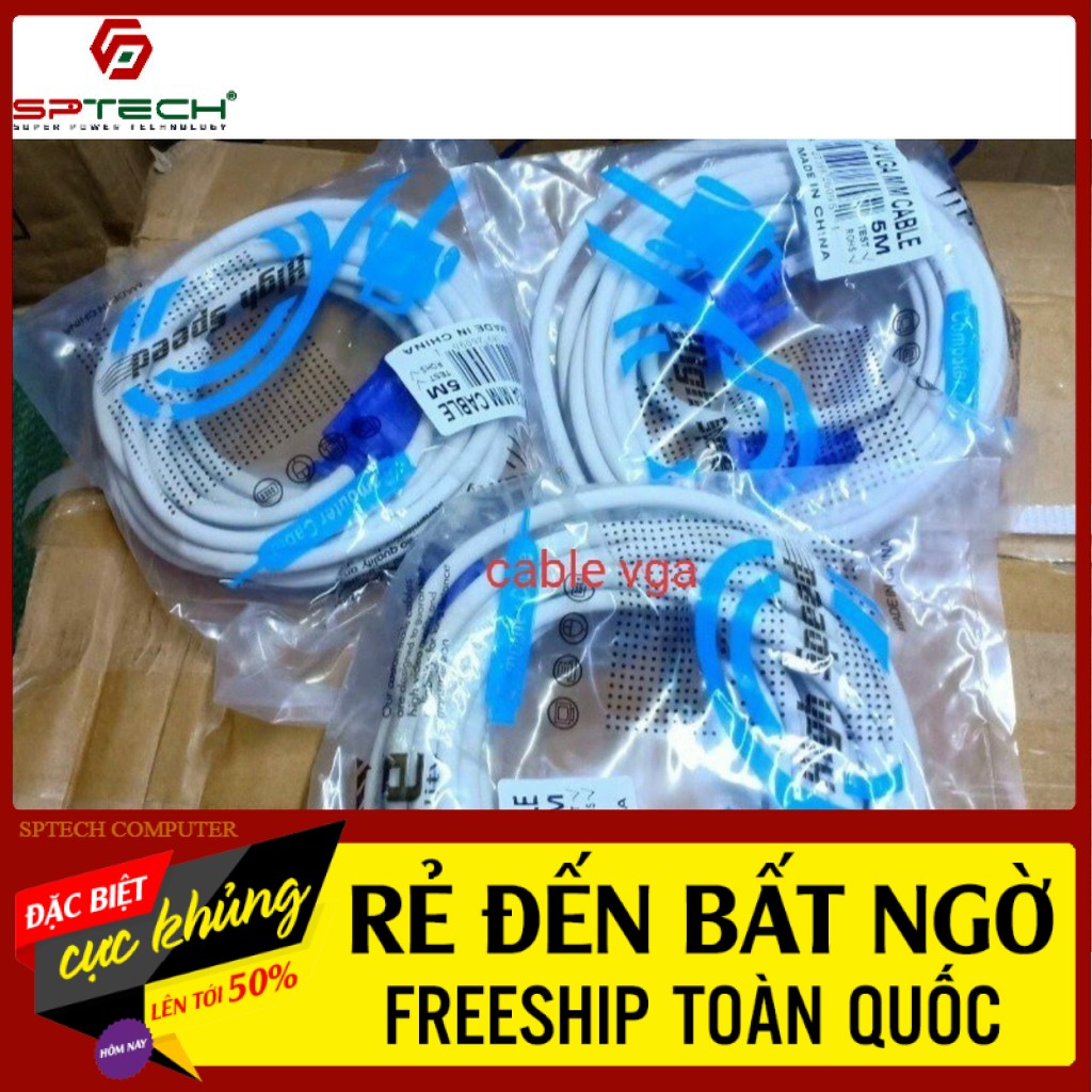 Cable VGA 💎𝓕𝓡𝓔𝓔𝓢𝓗𝓘𝓟💎 Dây Cáp VGA Chống Nhiễu Lõi Đồng Cao Cấp 1.5M 3M 5M 10M 20M SPTECH COMPUTER