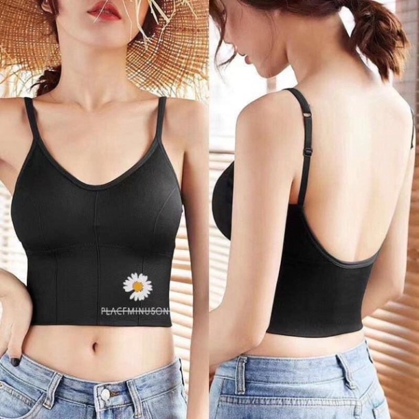 Áo Lót Bra Croptop Hoa Cúc Áo Tập Gym Đồ Tập Gym Free size 40-55kg