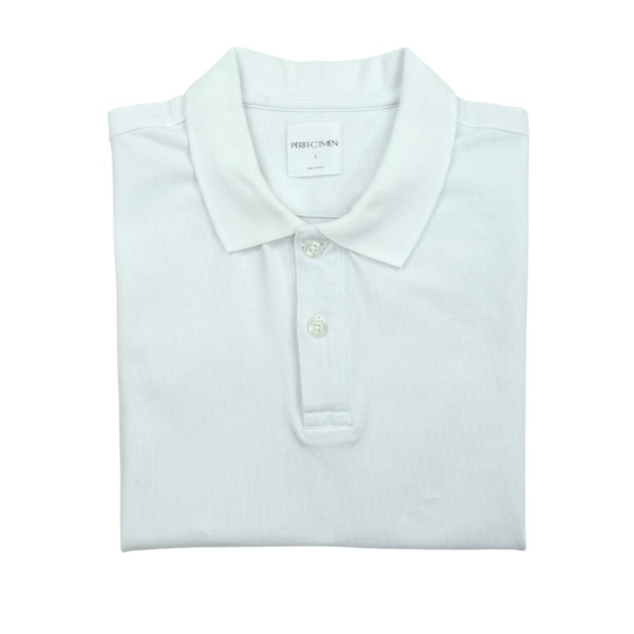Áo Polo nam cao cấp 100% cotton PERFECTMEN vải cá sấu màu trắng co giãn 4 chiều thoáng mát xuất xịn sang trọng