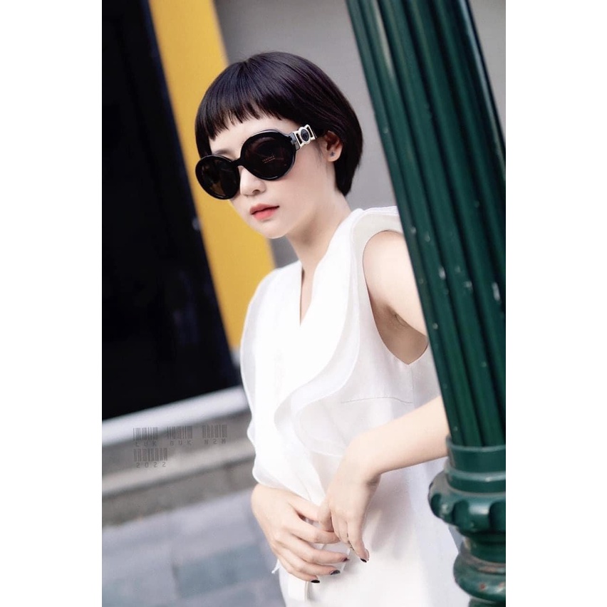 Kính Mát Versace VE4414F dáng tròn trong suốt viền logo