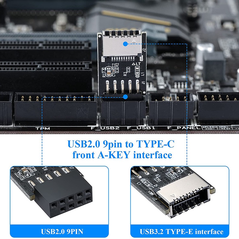 Bộ Chuyển Đổi Phía Trước USB 2.0 9Pin Sang USB 2.0 Type-C