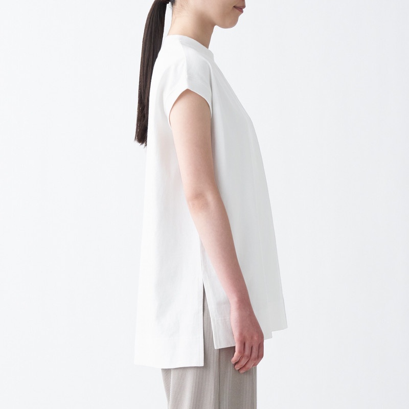 Muji Áo Tunic Vải Sợi Dày