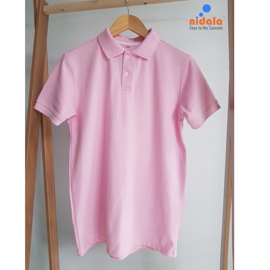 Áo thun polo nữ màu hồng ngắn tay cổ bẻ Nidala chất cotton cao cấp