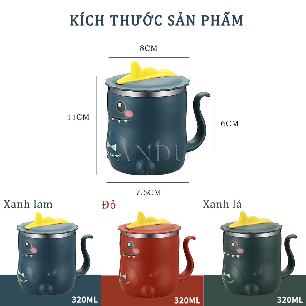 Ly Giữ Nhiệt Kèm Ống Hút Nhiều Màu Sắc Chất Liệu Inox 304, Cốc giữ Nhiệt Dung Tích 320ml