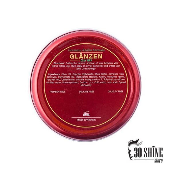 Sáp vuốt tóc nam Glanzen 30Shine chính hãng 60g giữ nếp vượt trội bất chấp mũ bảo hiểm hút dầu không bóng