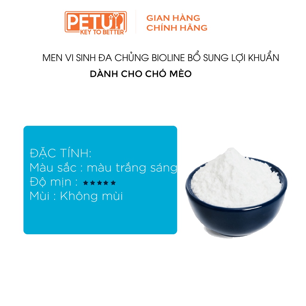 Combo 3 Men vi sinh hỗ trợ tiêu hóa dành cho chó mèo PetUp Bioline hộp 40G