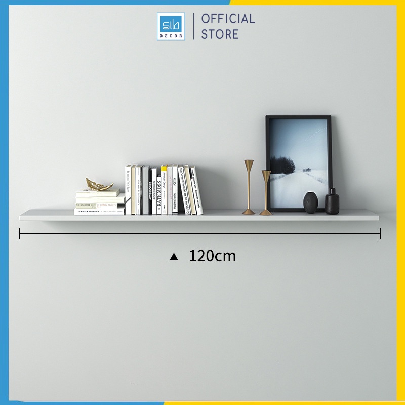 Kệ Thanh Ngang Treo Tường Kết Cấu Giấu Chân SIB Decor Kích Thước 120 x 15cm, Gỗ Lõi Xanh Chống Ẩm, Kèm Phụ Kiện