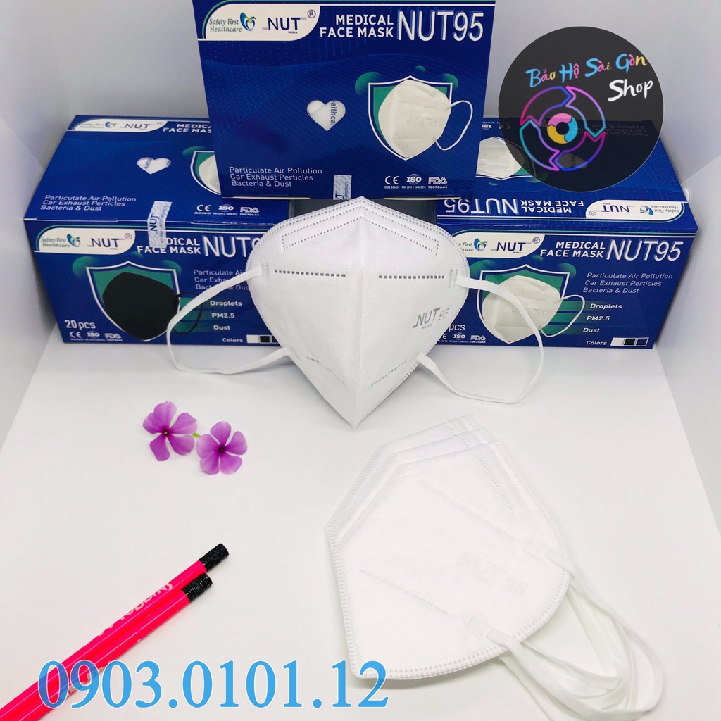 Khẩu trang n95 Nut cao cấp, Kn95 chính hãng Nutica 5 lớp kháng khuẩn (hộp 20 cái)