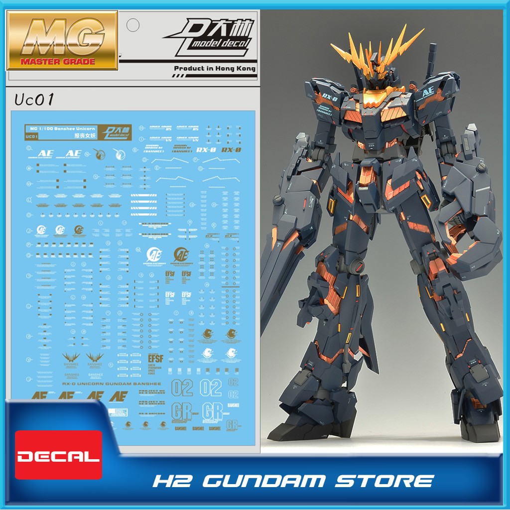 Decal nước cho mô hình MG 1/100 RX-0 Unicorn Gundam 02 Banshee (OVA ver)