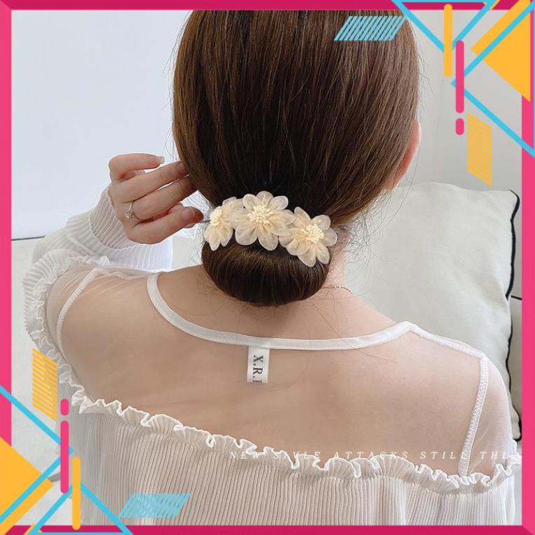Dụng Cụ Búi Tóc Đính Hoa Vải Cho Nữ (xả kho)
