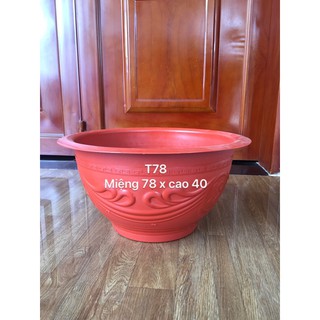 chậu nhựa trồng cây T78 đỏ gạch dày dặn