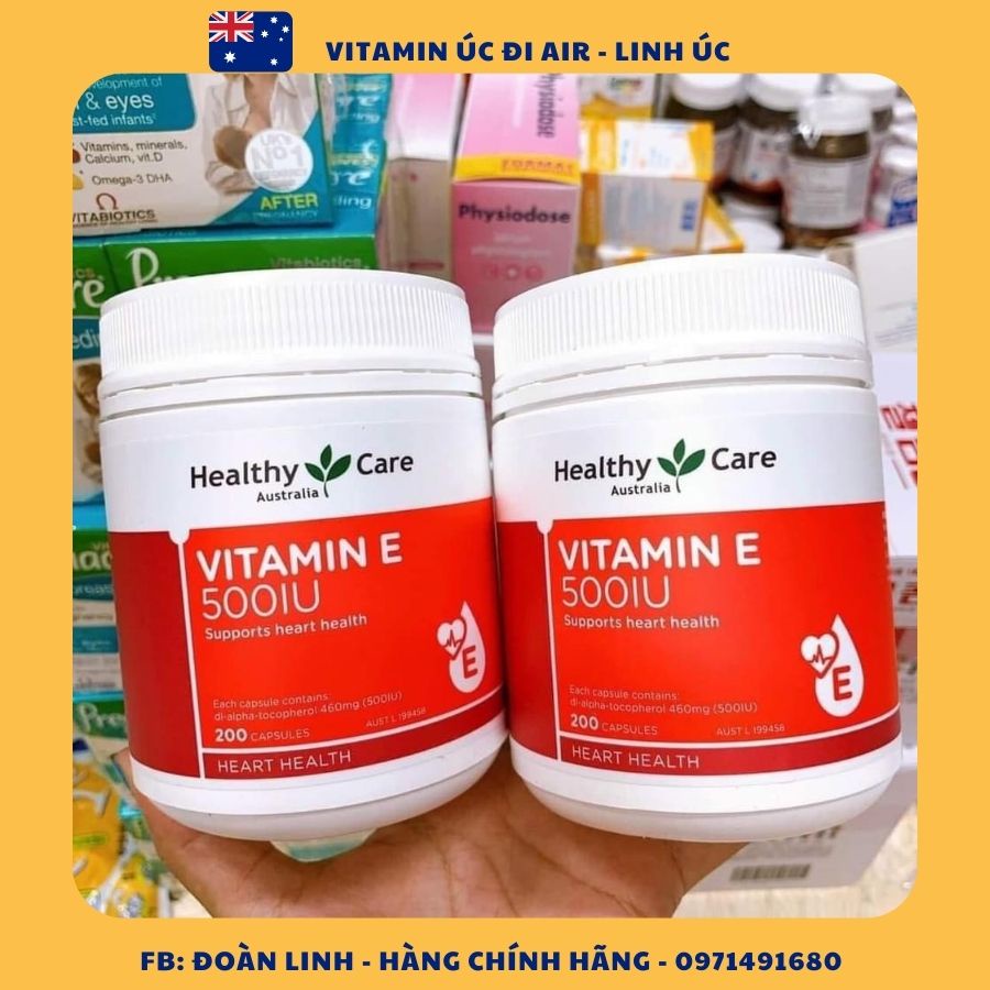 Viên uống đẹp da, hỗ trợ sức khỏe Healthy Care Vitamin E - Hộp 200 viên, Hàng Chuẩn Úc Đi Air, Healthy Care vitamin E