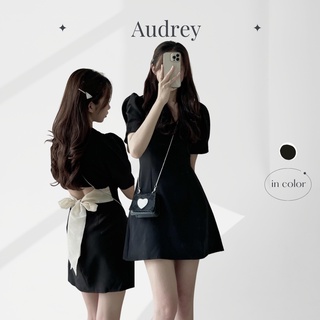 V1409 Váy xòe tay bồng nơ lưng voan Audrey