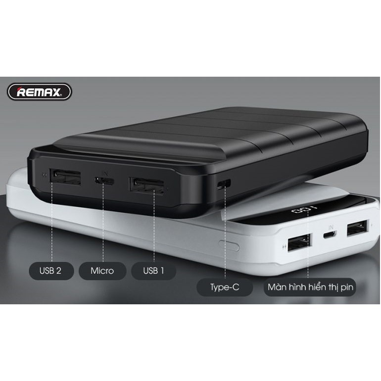 Pin Dự Phòng 20000mah Remax RPP-140 Leader Series 2 cổng USB (Đen)