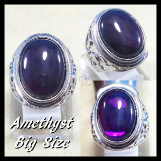 Nhẫn đính đá thạch anh tím Size lớn - 6