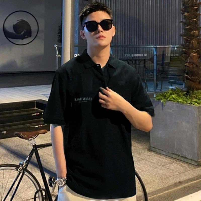 Áo PoLo form rộng  phong cách Hàn Quốc cổ bẻ⚡𝙃𝙖̀𝙣𝙜 𝙘𝙖𝙤 𝙘𝙖̂́𝙥⚡Áo PôLô unisex  in chữ Essential trước ngực nam nữ siêu hot