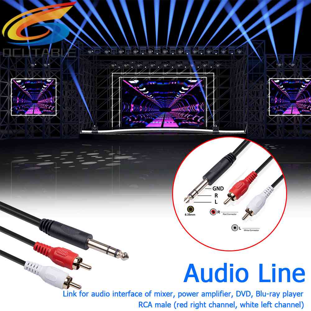 Cáp Âm Thanh 2 RCA Sang 1 / 4 inch 6.35mm TRS 1.5m / 4.9ft