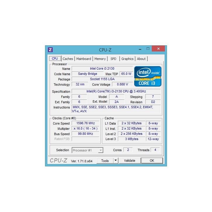 Intel Core i3-2130 3.40GHz socket 1155 i3 2130 cũ