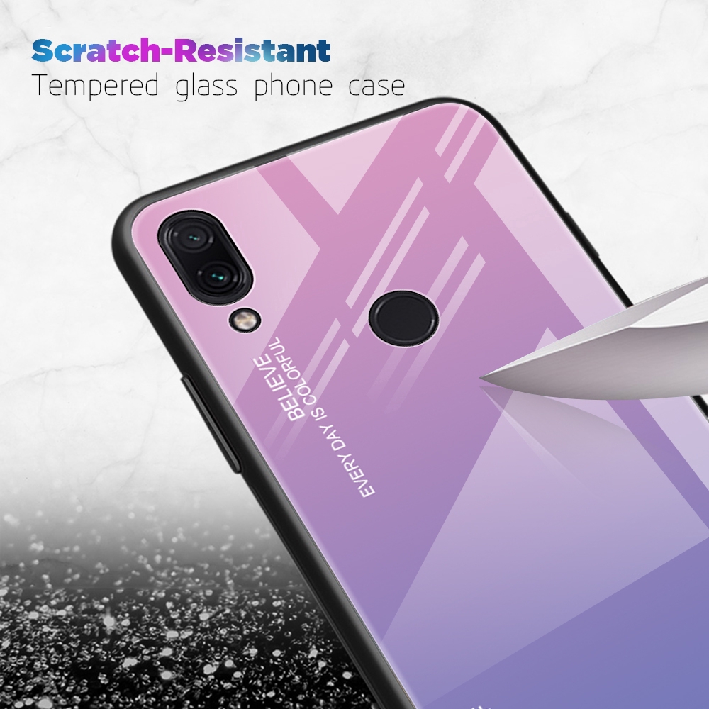 Ốp Lưng Mặt Kính Cường Lực Màu Gradient Cho Xiaomi Redmi 7 Note 5 6 7 Pro Mi 8 Lite | BigBuy360 - bigbuy360.vn