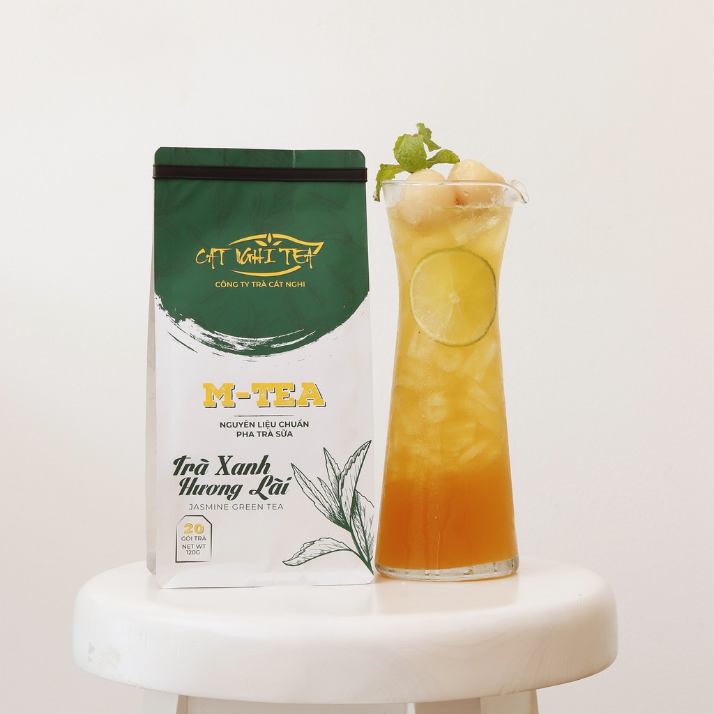 TRÀ XANH HƯƠNG LÀI nguyên liệu pha trà sữa và trà trái cây CAT NGHI TEA – 120g (20 Túi Lọc x 6g)