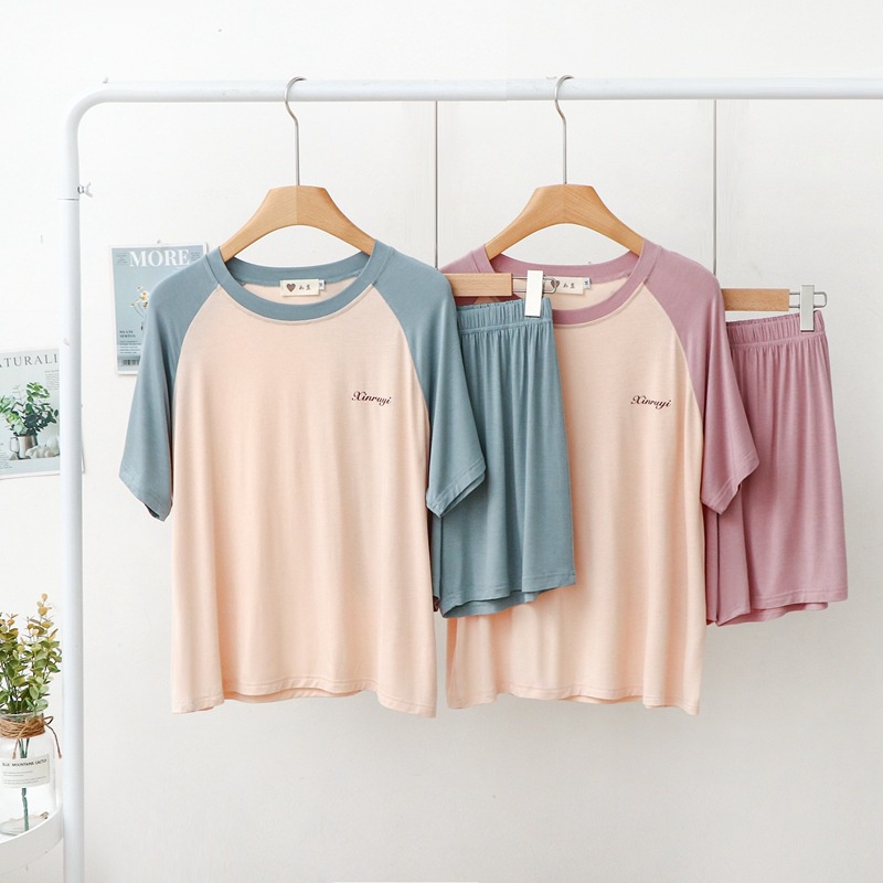 Bộ Đồ Ngủ Áo Thun Tay Ngắn Cổ Tròn Bằng Vải Cotton Dáng Rộng 2022 Thiết Kế Thoải Mái Thời Trang Mùa Hè Cho Nữ