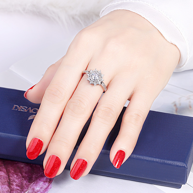 Nhẫn Hở Hình Bông Tuyết Đính Đá Thời Trang Cho Nữ