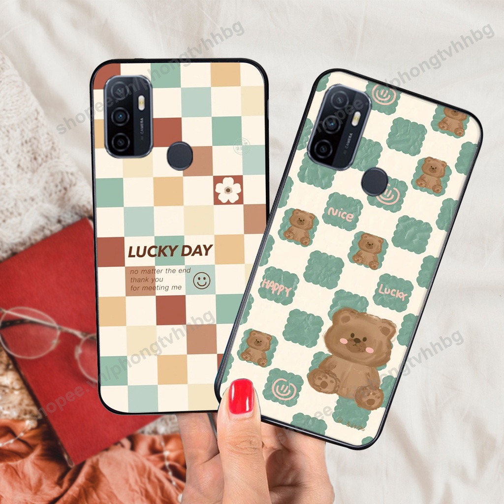 Ốp lưng Oppo A53 trái tim gấu thể thao , smile mặt cười cực cute