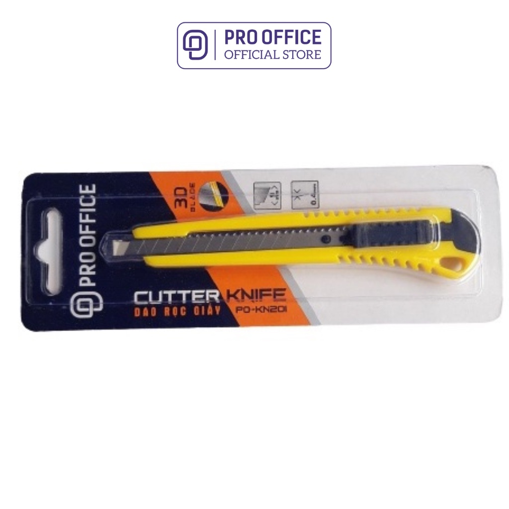Dao Rọc Giấy PRO OFFICE 9mm Chất Liệu Cao Cấp, Không Gỉ, Sắc Bén, Độ Bền Cao PO-KN201